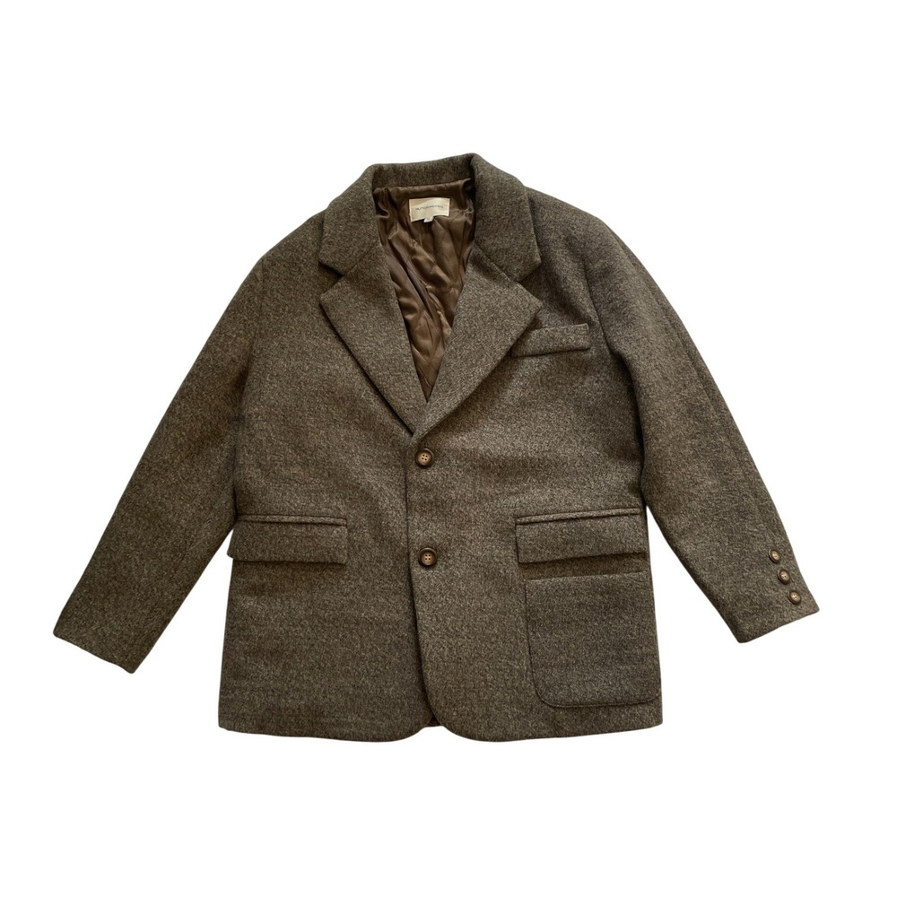 Brown Wool Blend Quilted Lined Blazer Jacket Size M by Nutcracker